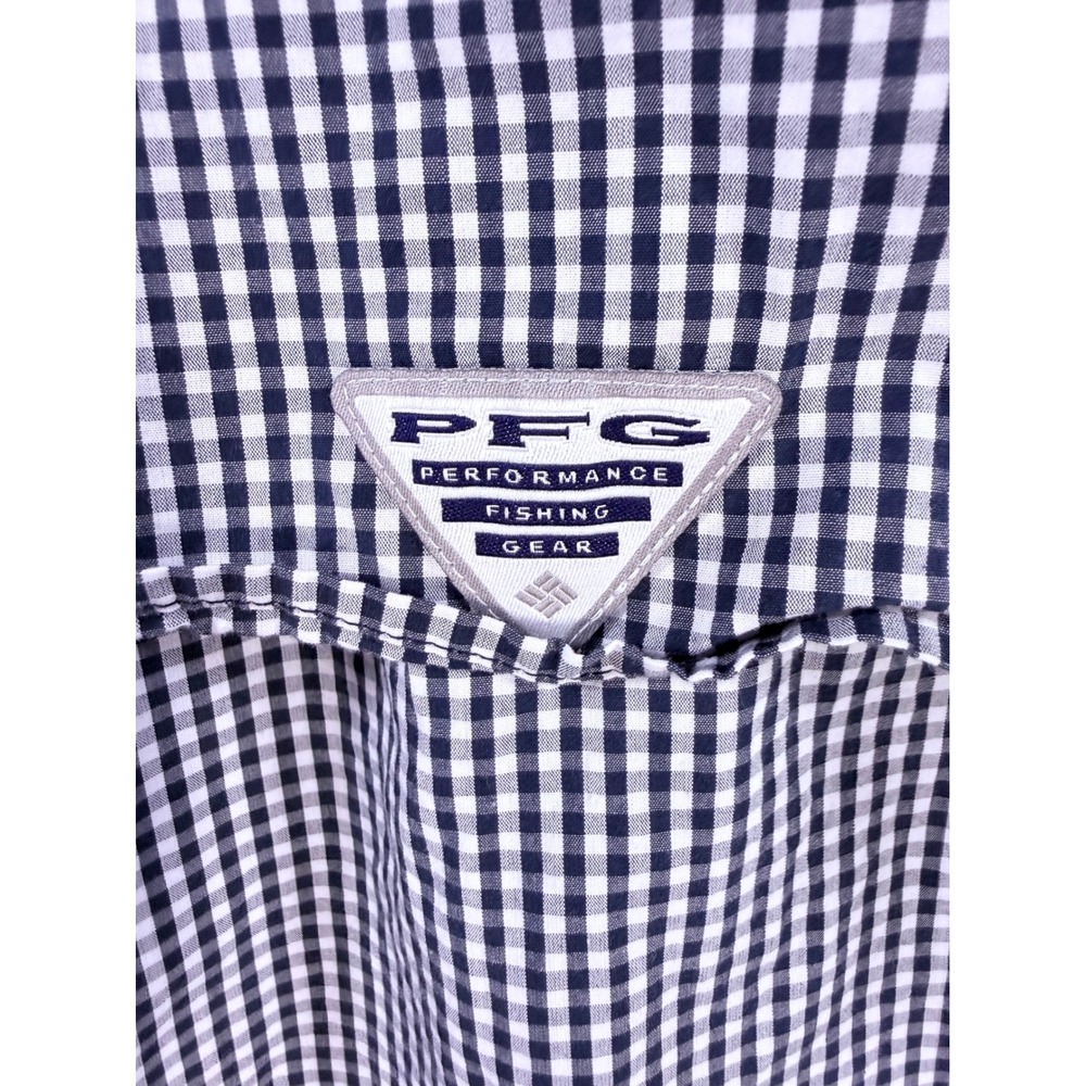 Columbia PFG Super Bonehead Shirt Mens Small Auburn Tigers Gingham Fishing Blue - Picture 9 of 14
